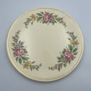 Vintage Kitchen Kraft Oven Serve Cake Plate Floral‎ Pink Blue Yellow 11"